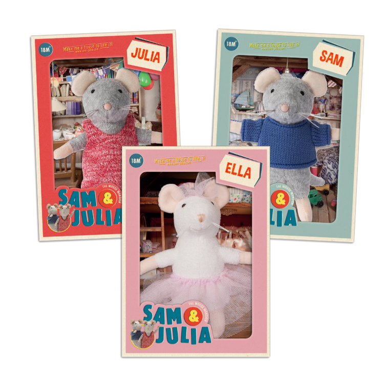 Pack: Peluches Sam, Julia & Ella