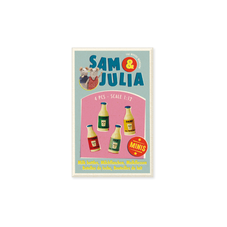 miniature milk bottle set in vintage matchbox