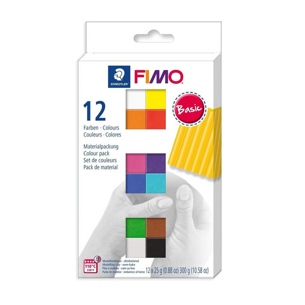 Fimo Clay - Set of 12 Basic Colors, Sam & Julia